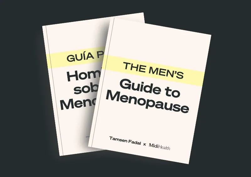 Cover of Tamsen Fadal's Men's Guide to Menopause, in English and Spanish