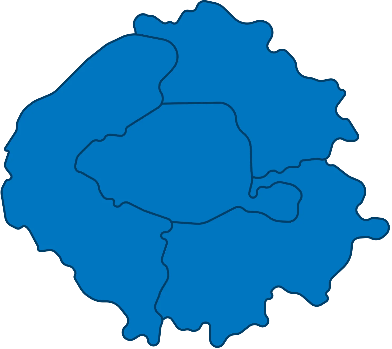 A map that shows the locations where the service is available