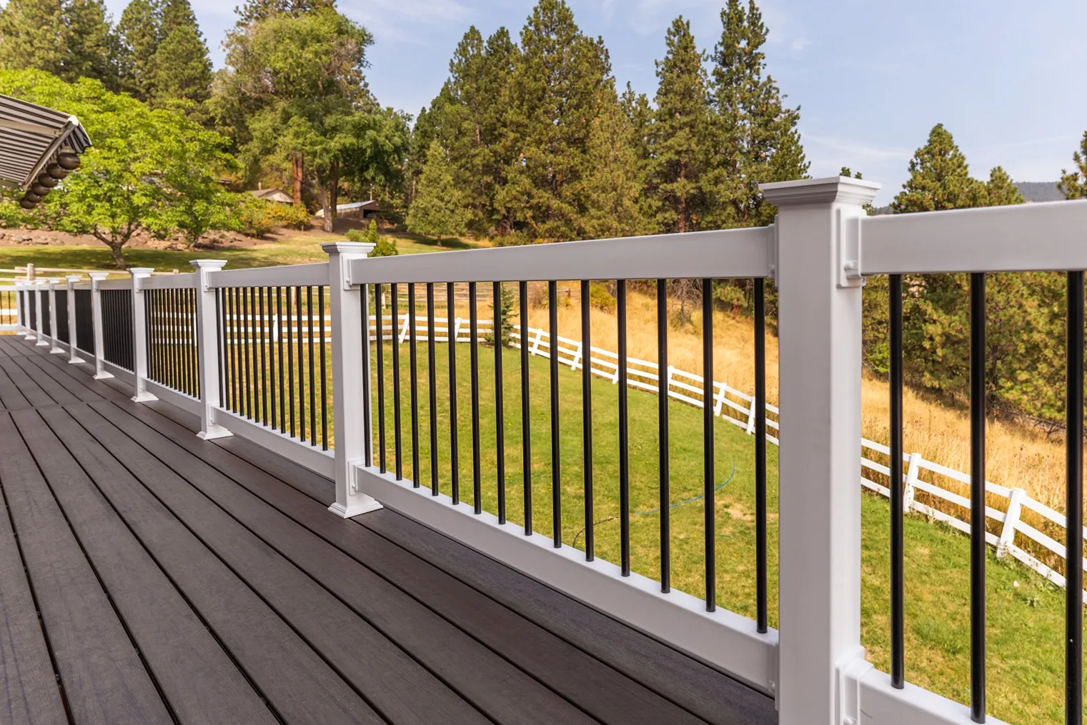 White vinyl deck railing with black balusters (5) (1)