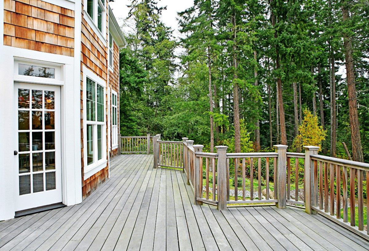 Wooden deck on the side of a home in Seattle