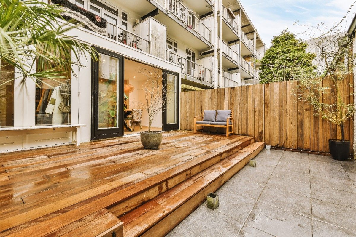 Tigerwood hardwood deck installed in a residential housing complex in Seattle