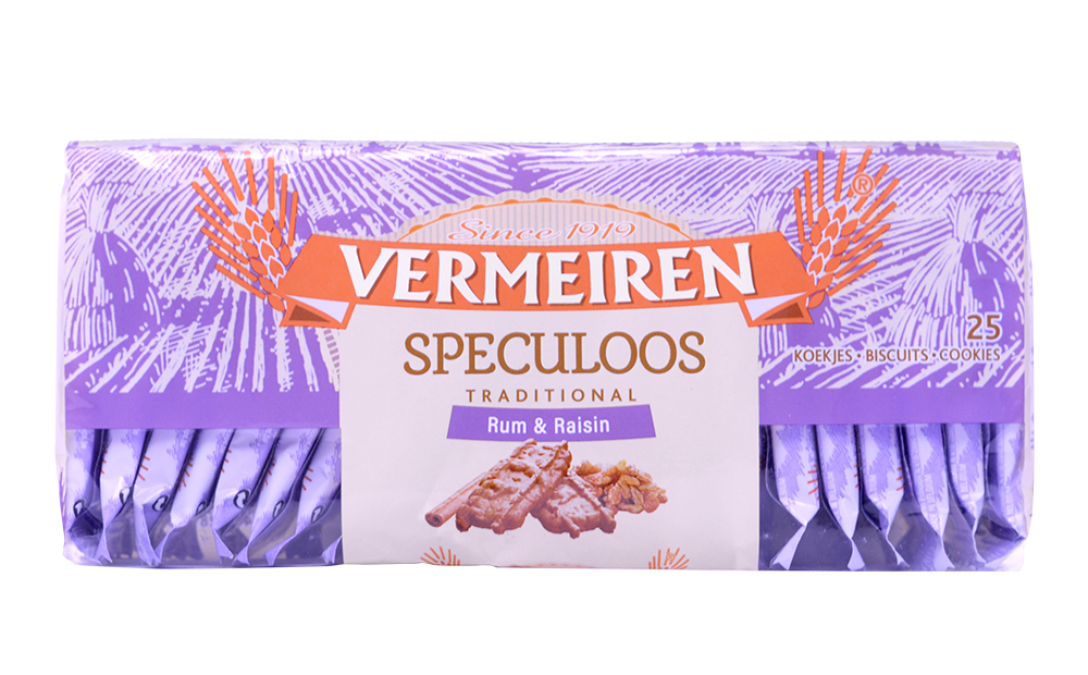 Vermeiren Traditionele Speculoos met rozijnstukjes en rumsmaak in stukverpakking