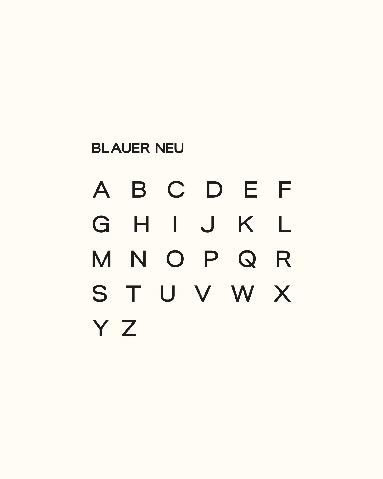 Typografie-overzicht van het lettertype Blauer Neu gebruikt in de merkidentiteit van ZorgDataPunt, ontworpen door East Creatives