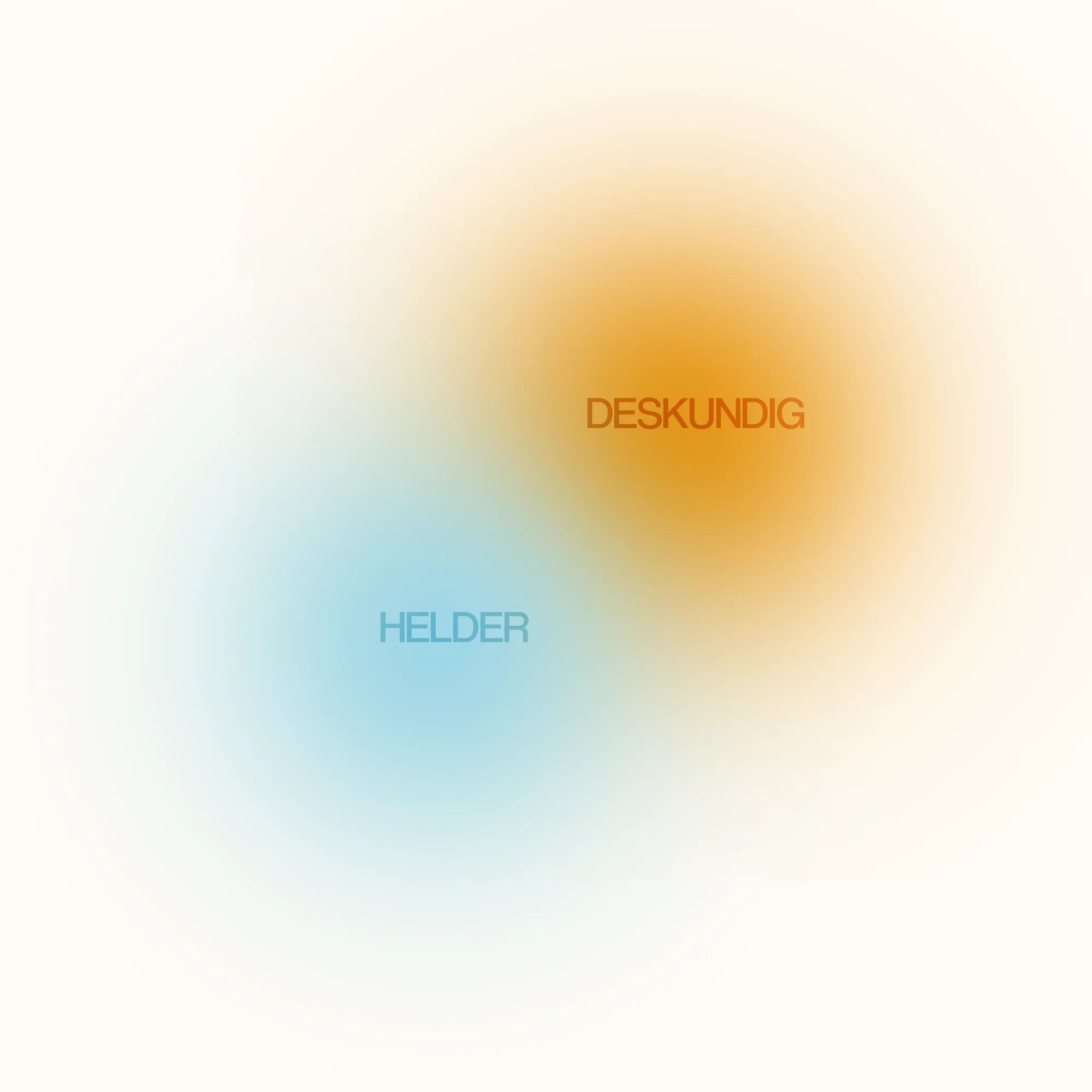 Visuele weergave van de merkwaarden 'Helder' en 'Deskundig' in zachte blauwe en oranje kleurvlakken, onderdeel van de ZorgDataPunt merkidentiteit door East Creatives