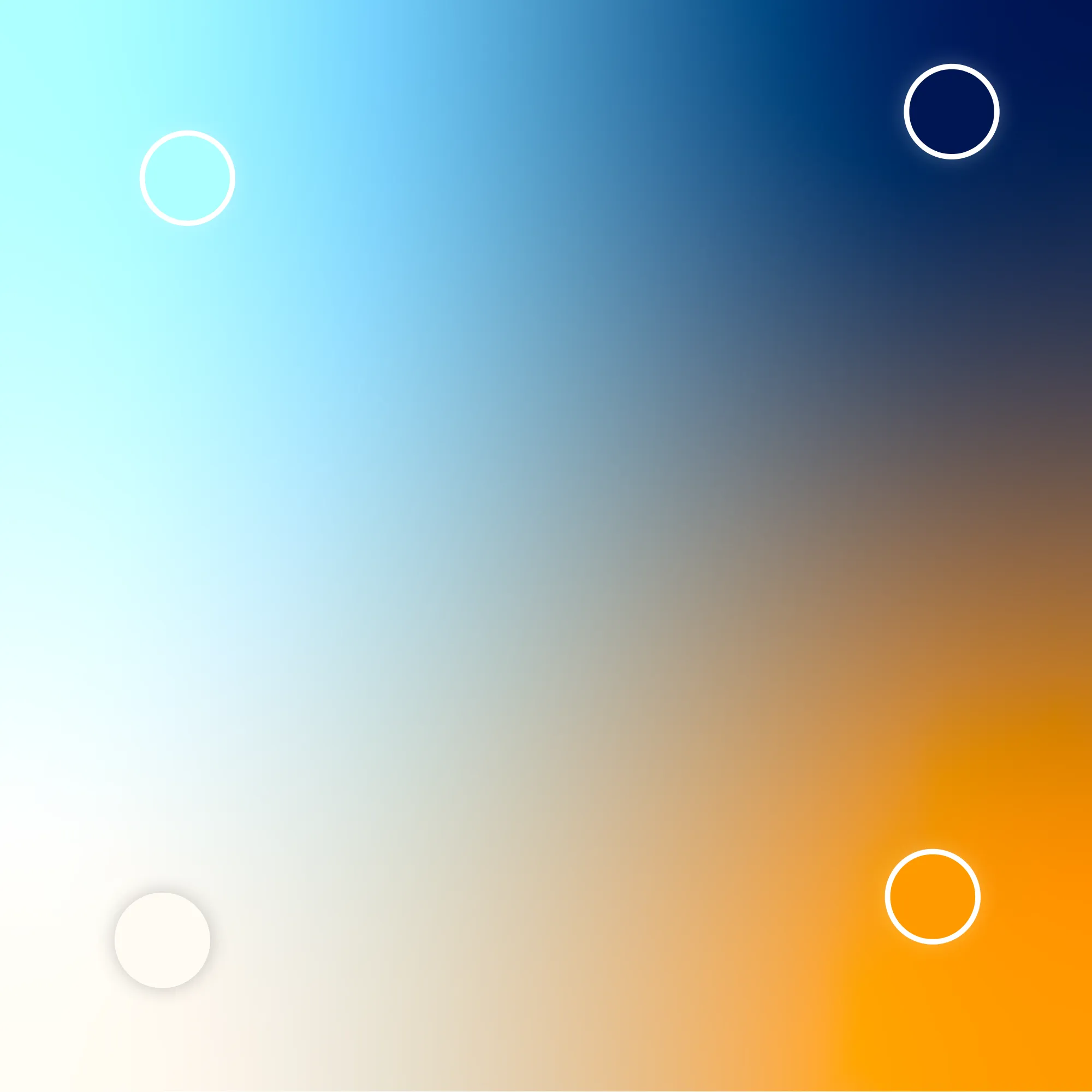 Kleurenpalet van ZorgDataPunt met een verloop van lichtblauw naar donkerblauw en oranje, met witte cirkels als grafische elementen, ontworpen door East Creatives