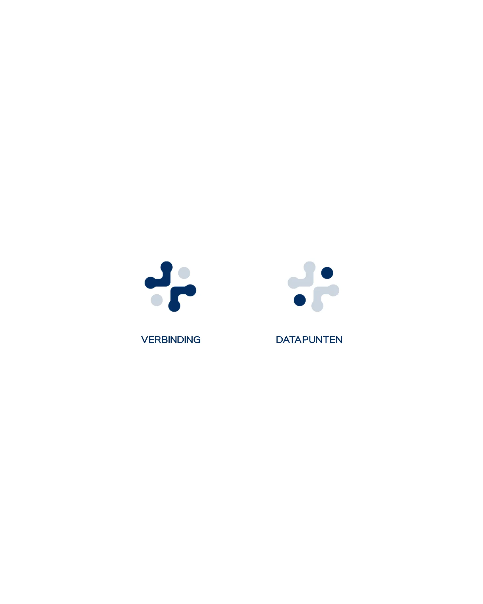 Uitleg van het ZorgDataPunt logo-icoon: het kruis symboliseert verbinding en zorg, de datapunten symboliseren het datanetwerk, ontworpen door East Creatives