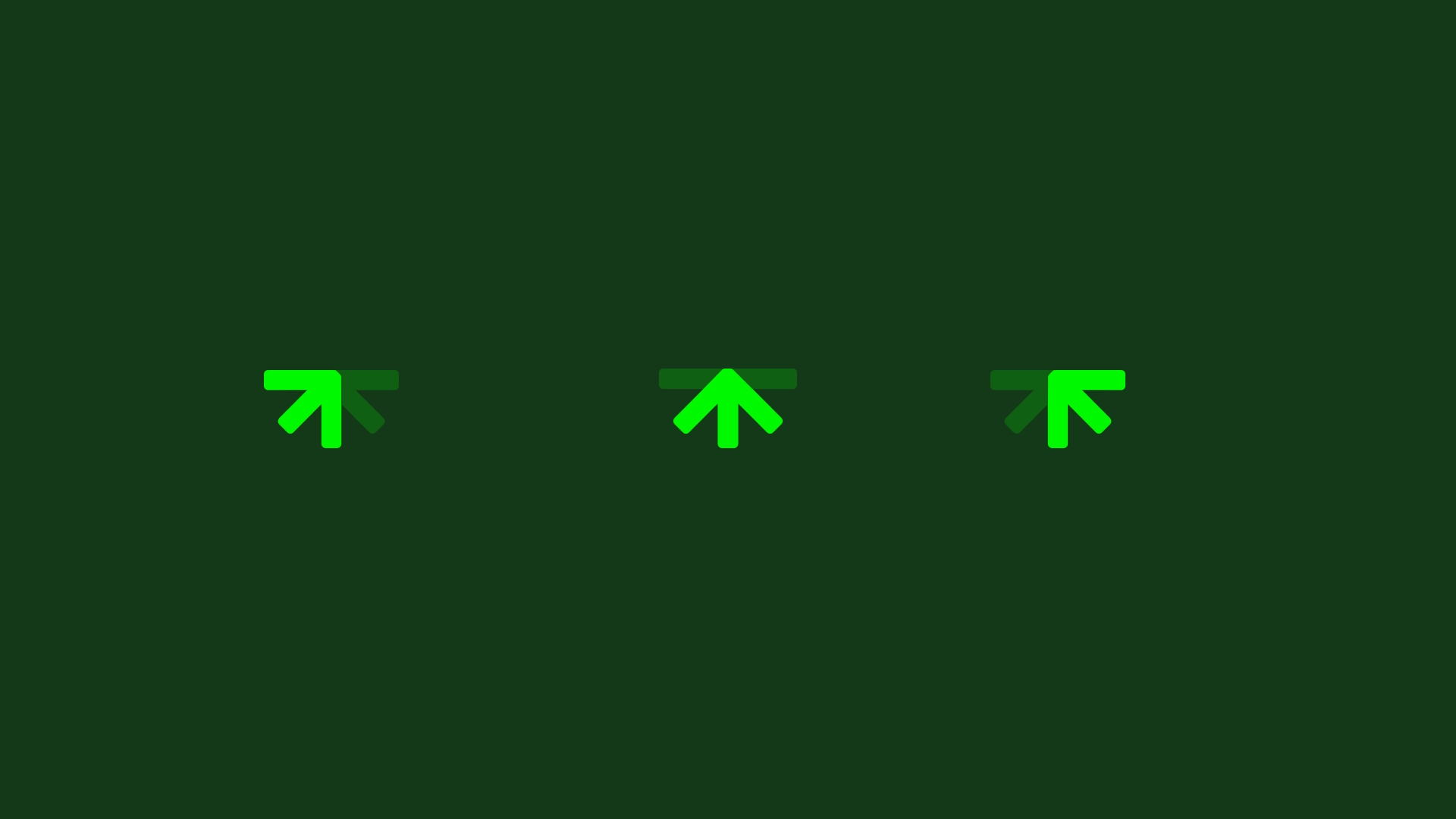 Drie groene pijl-iconen in verschillende rotaties op een donkergroene achtergrond, voorbeeld van het Upwise-logo als merkidentiteit