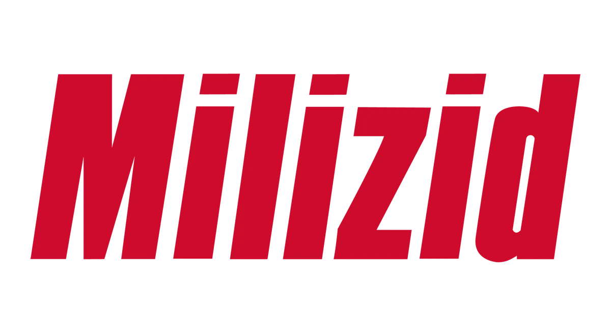 Milizid Schriftzug in fetten roten Buchstaben.
