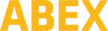 Das ABEX-Logo in fetten gelben Buchstaben.