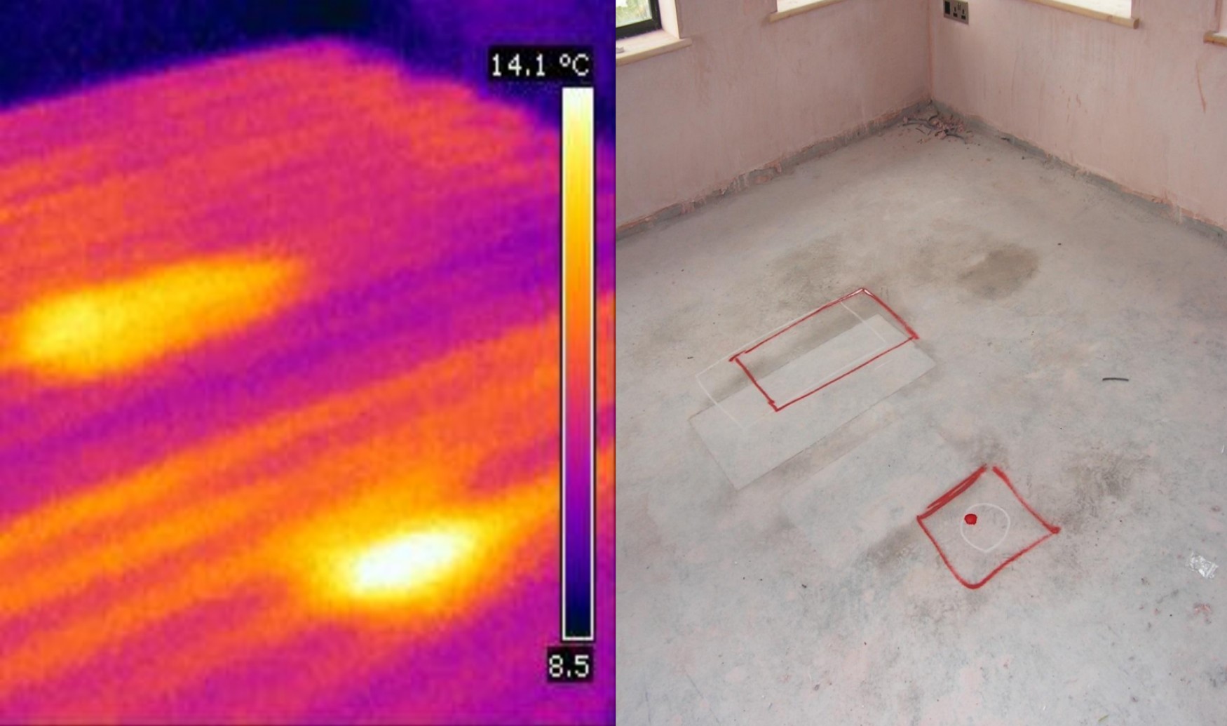 Thermal imaging on floor