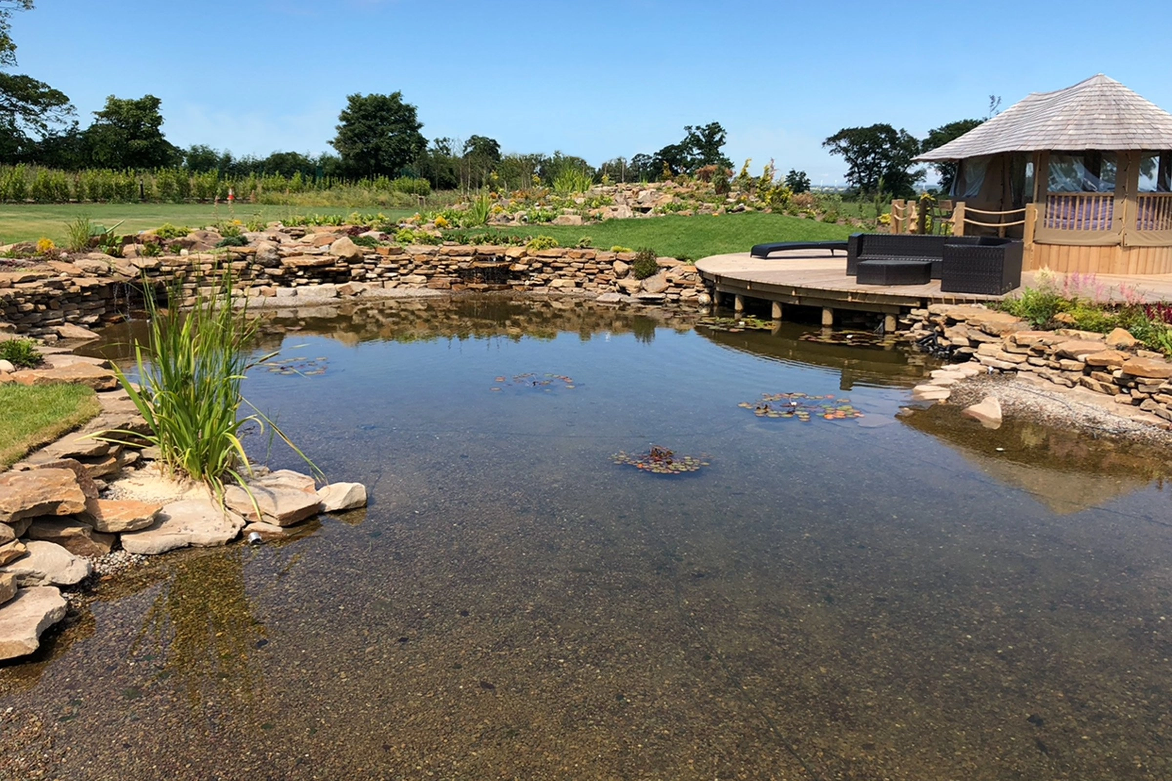 Garden lake with Savant control waterfalls