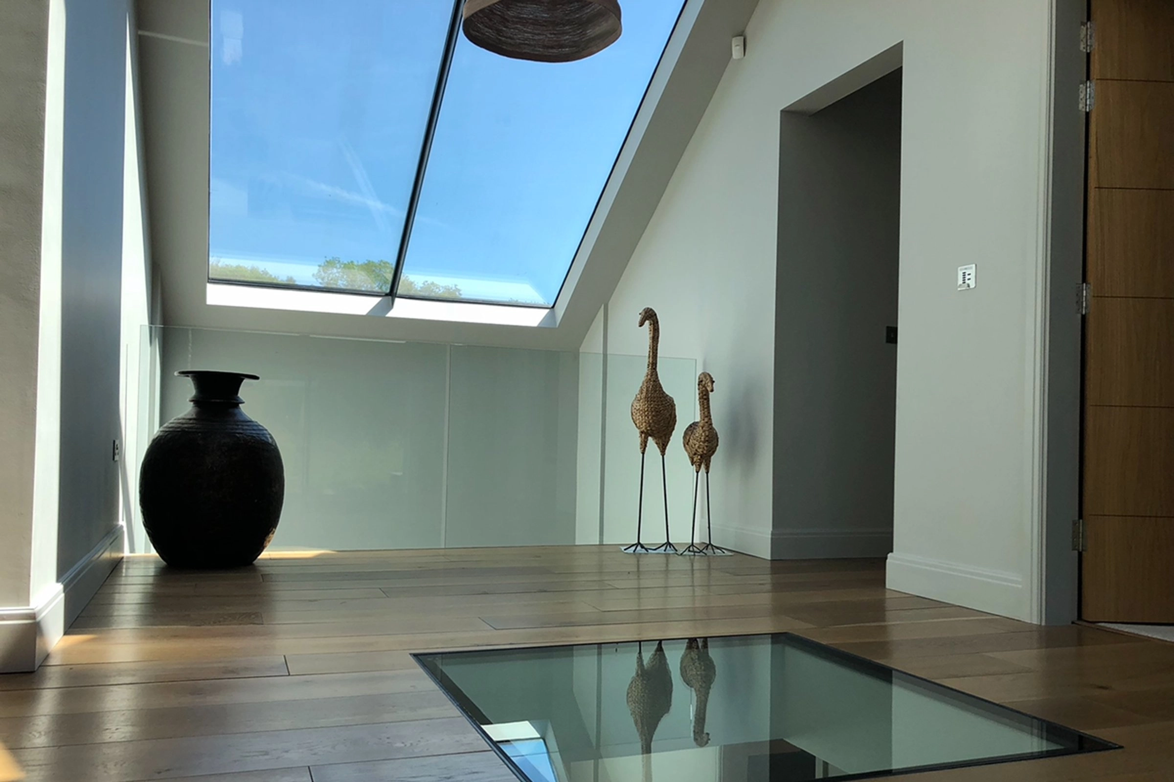 Contemporary hallway with Rako lighting