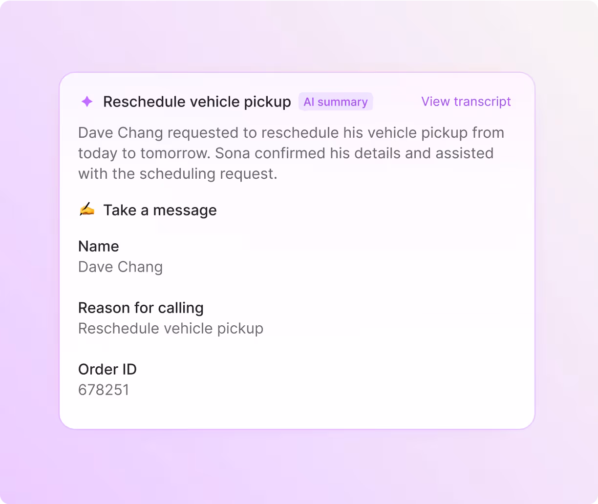 Answering service: Call summary from Sona where a customer reported a sprinkler issue
