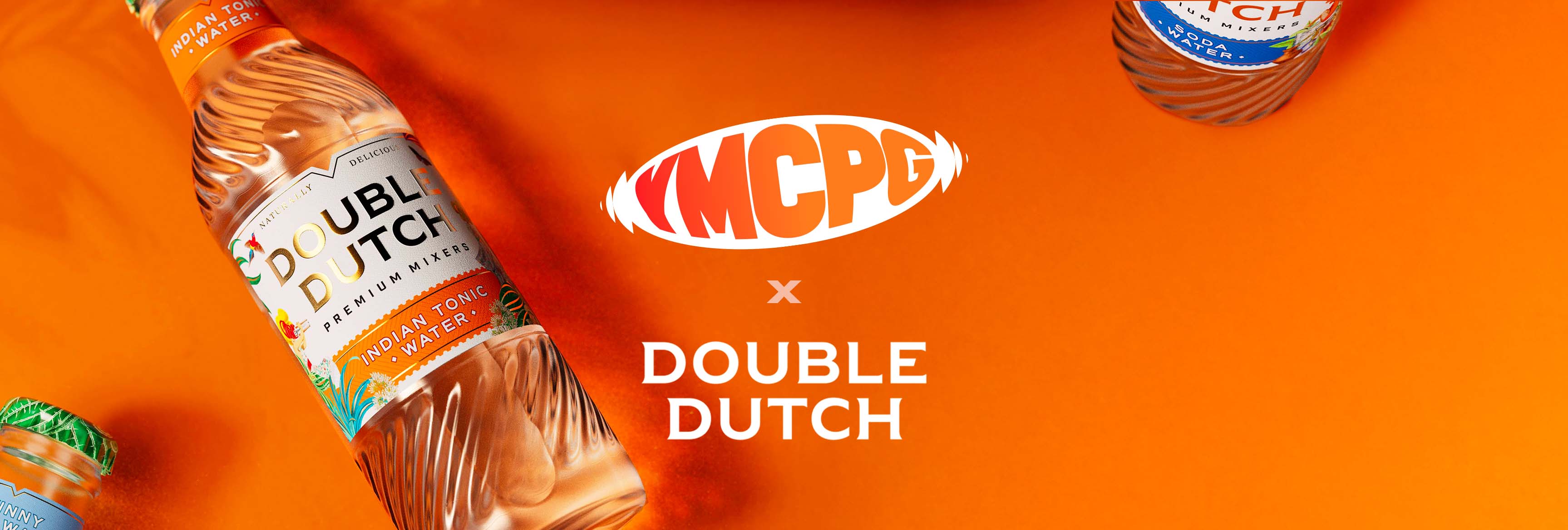 A square tile image depicting a premium carbonated beverage with double dutch logo over the top 