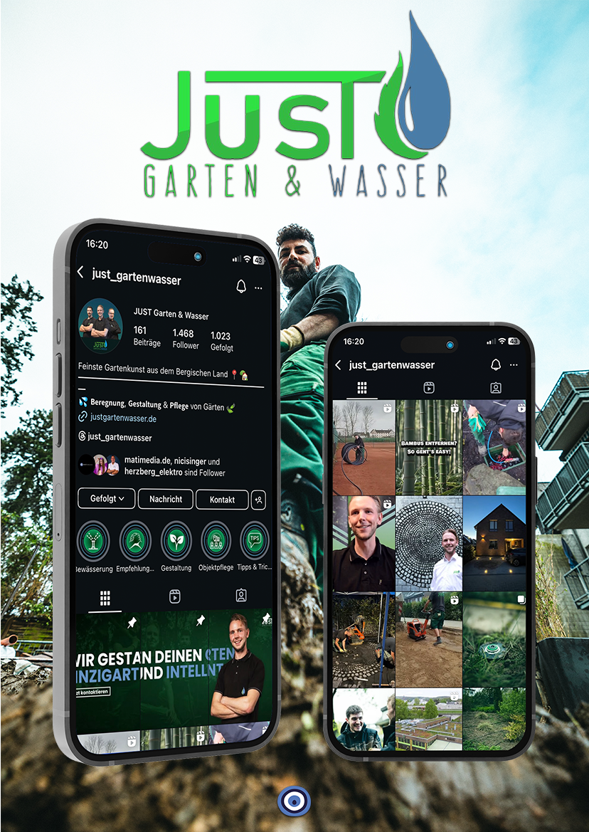 Social Media Werbeagentur präsentiert Instagram-Profil von Just Garten & Wasser
