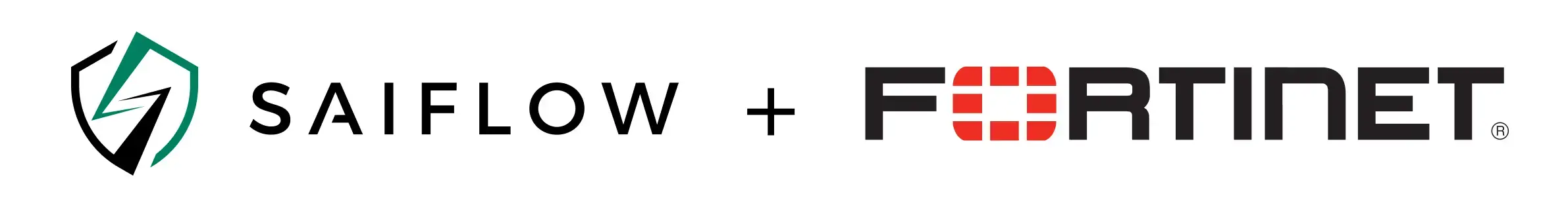 SaiFlow and Fortinet logos with a plus sign between them