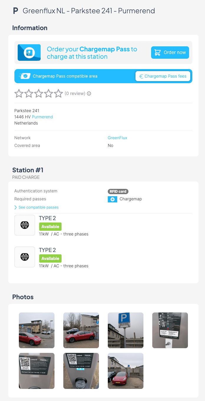 Figure 13 - Chargermap charging station page
