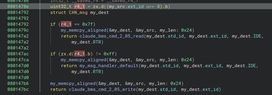 BMS sub-commands using the second byte of the CAN extended ID to select read or write