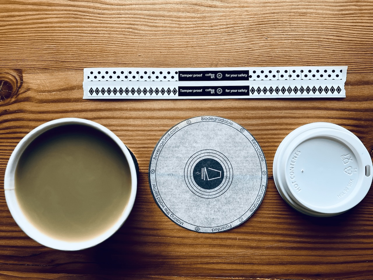 Beverage Seal and Tamper Seal with a hot beverage