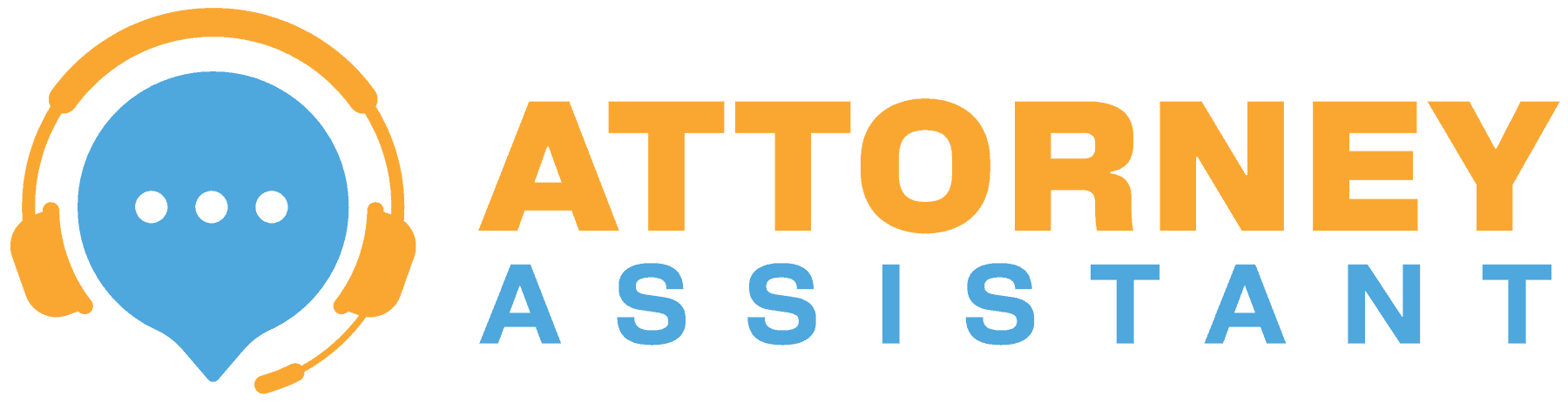Orange headset icon next to the word 'ATTORNEY' in orange capital letters on a blue background.