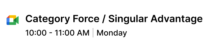 Google Meet popup link for a Category Force meeting