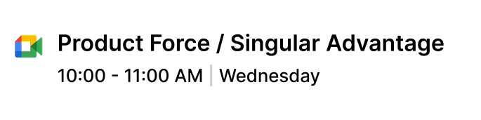 Google Meet popup link for a Product Force meeting