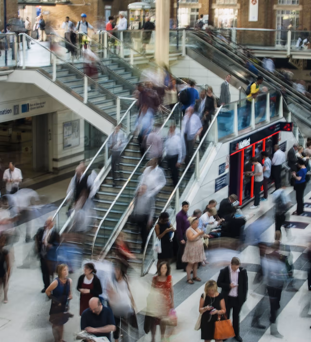 A crowd in a mall