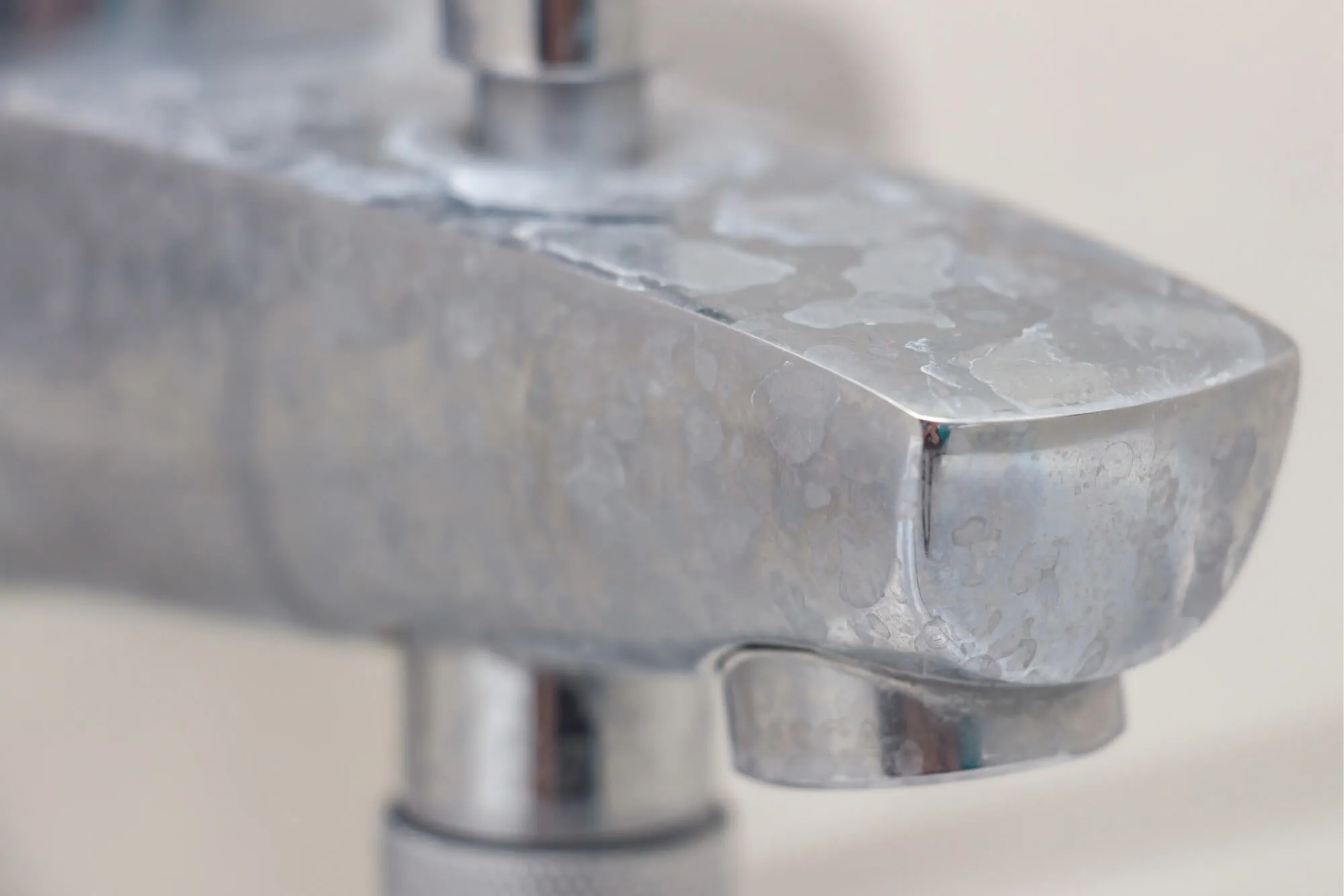 Calcified faucet close-up