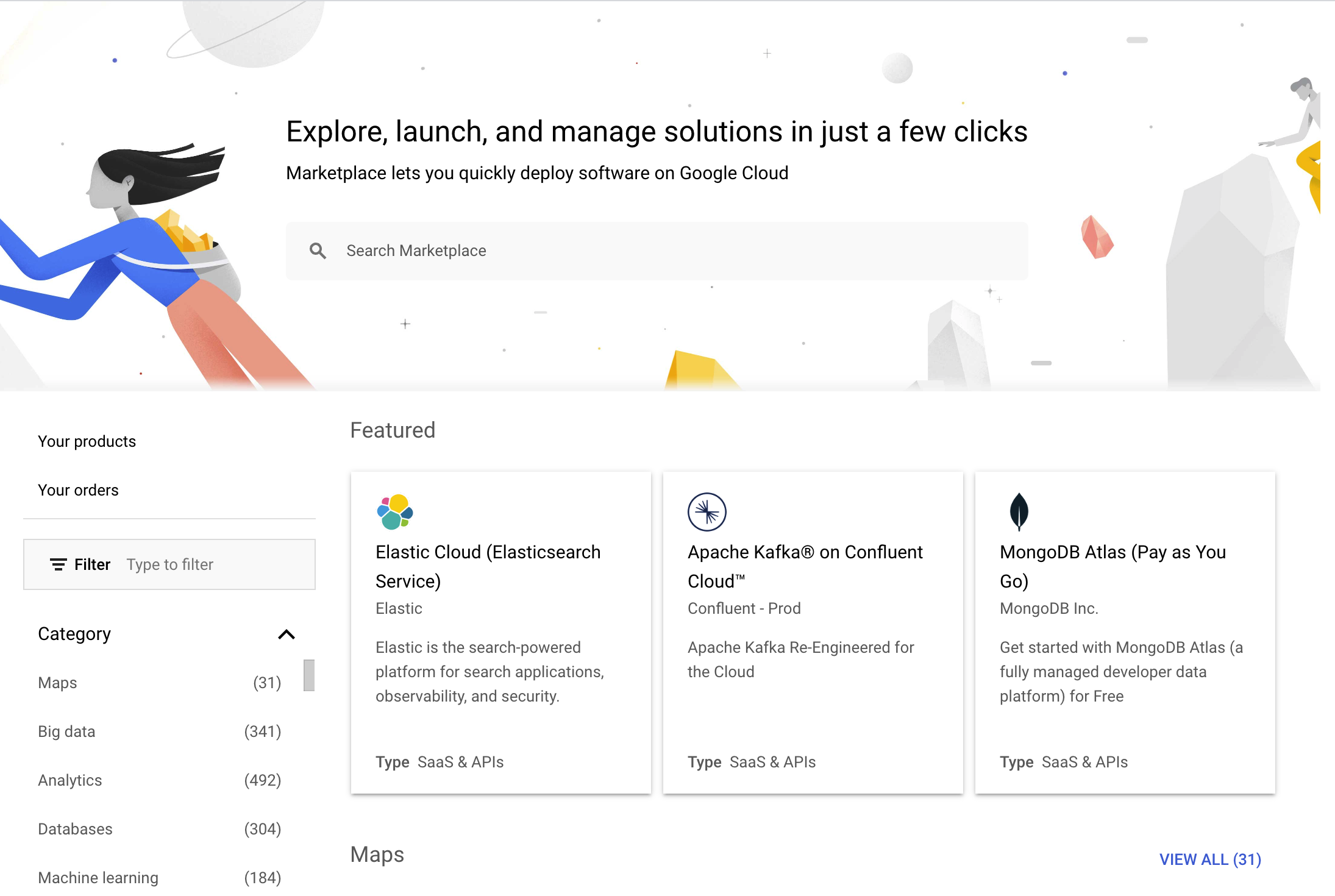 screenshot of google cloud marketplace