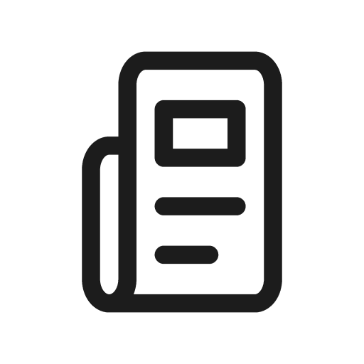 メディアアプリを表すアイコン（新聞または記事のデザイン）