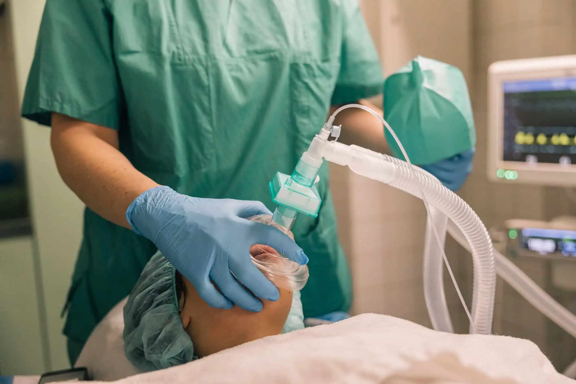 patient receiving respiratory anesthesia