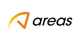 The "Areas" corporate logo, featuring a stylized orange "A" icon that resembles a checkmark or compass needle next to the word "areas" in black lowercase italics.
