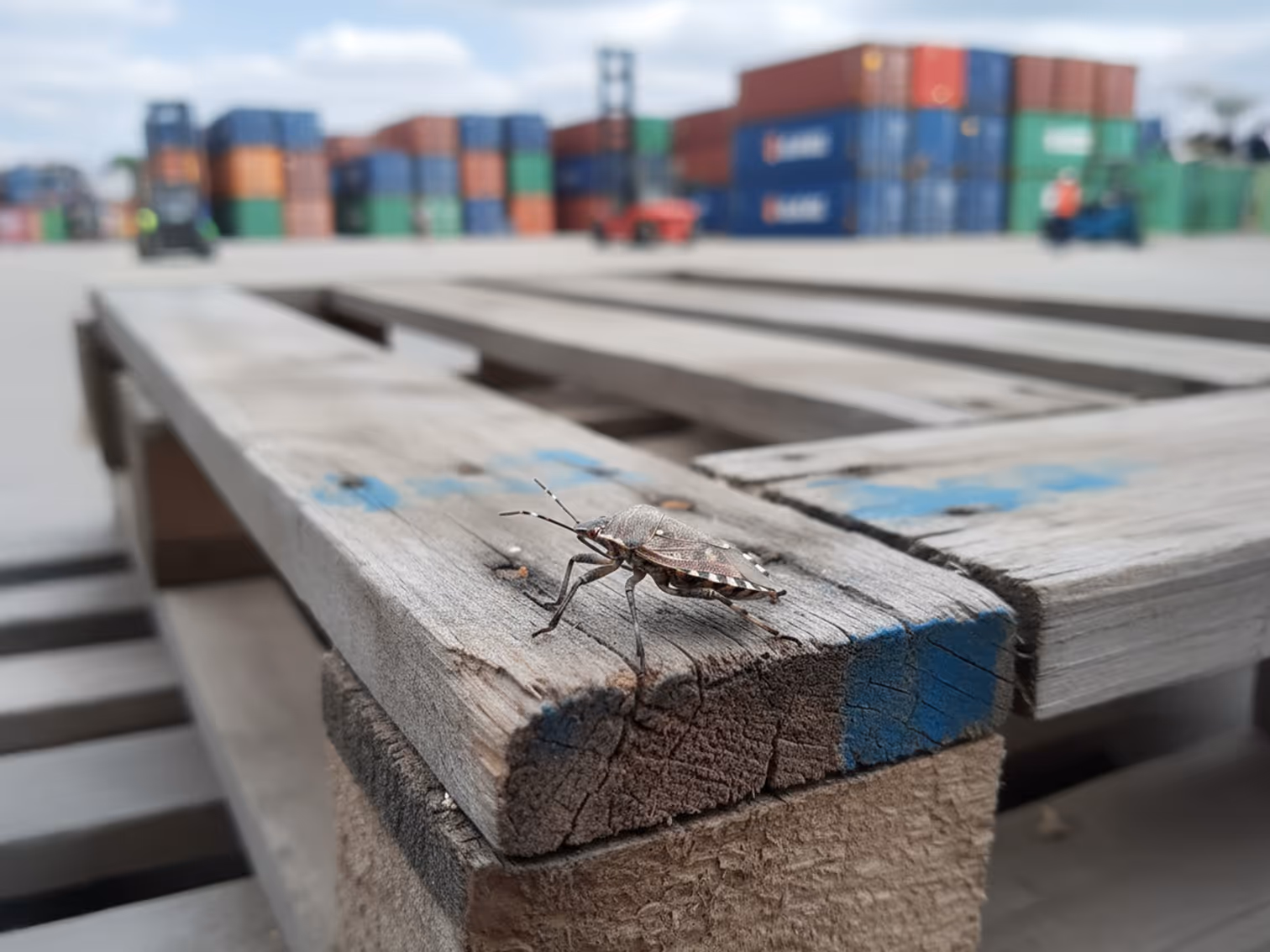 stink bug on pallet