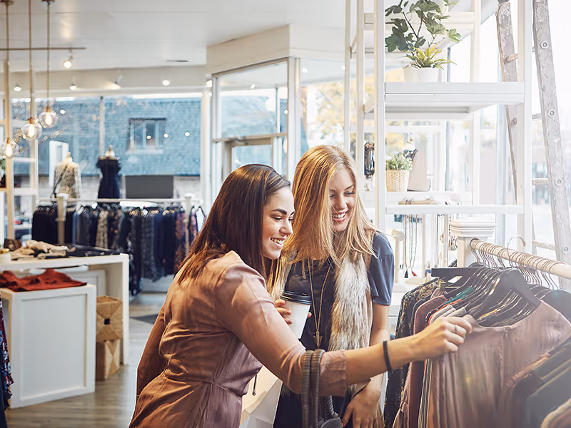 two girls at retail shop