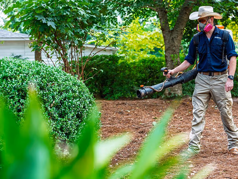 technician spraying for mosquitoes