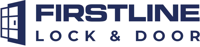 Logo of Firstline Lock & Door featuring a stylized door with a lock integrated into the design.