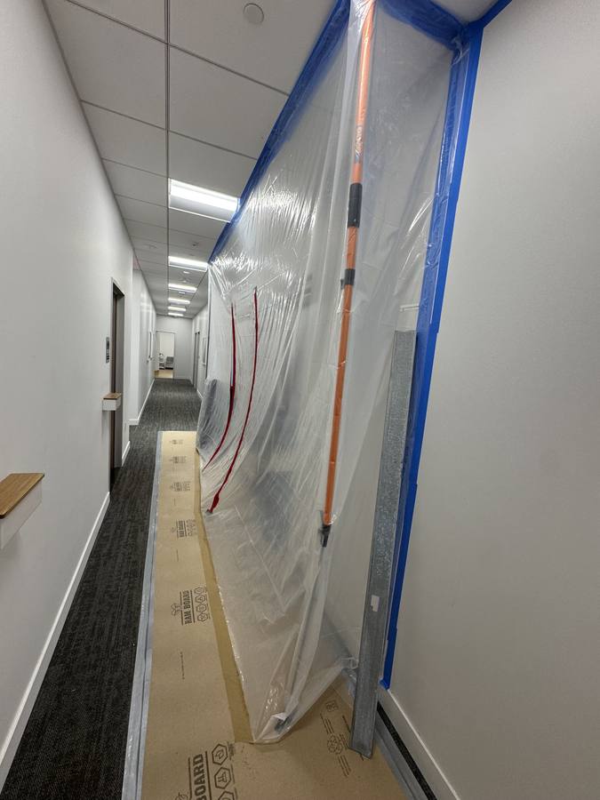 FiDi before — millwork and cabinets staged for install
