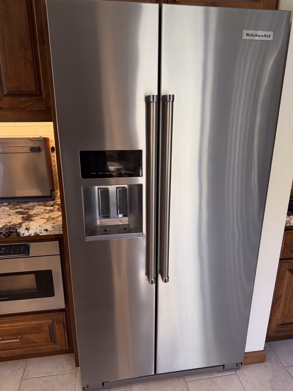 `KitchenAid side-by-side refrigerator repair in Escondido`