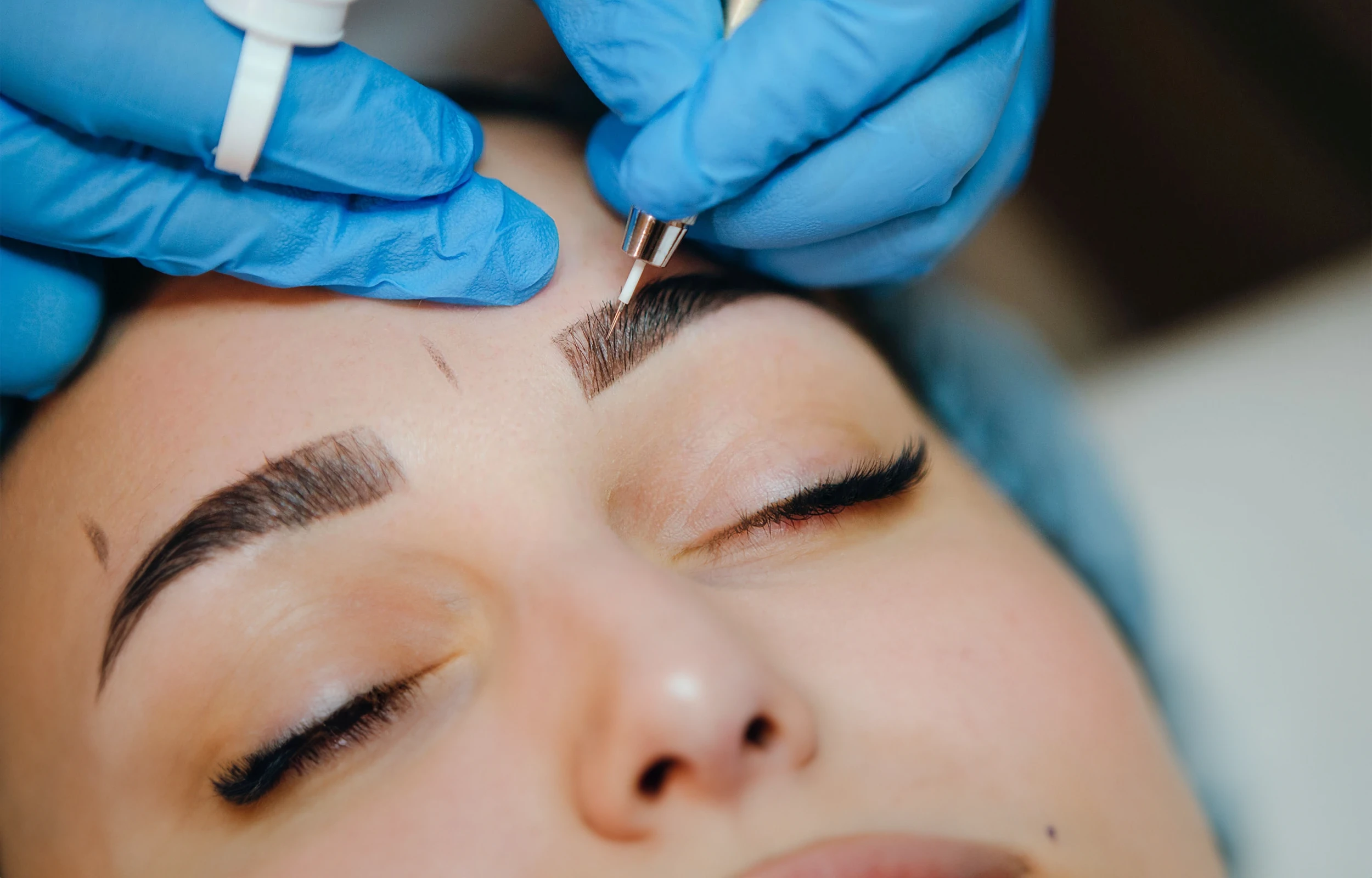 A woman getting brow lamination at medical spa