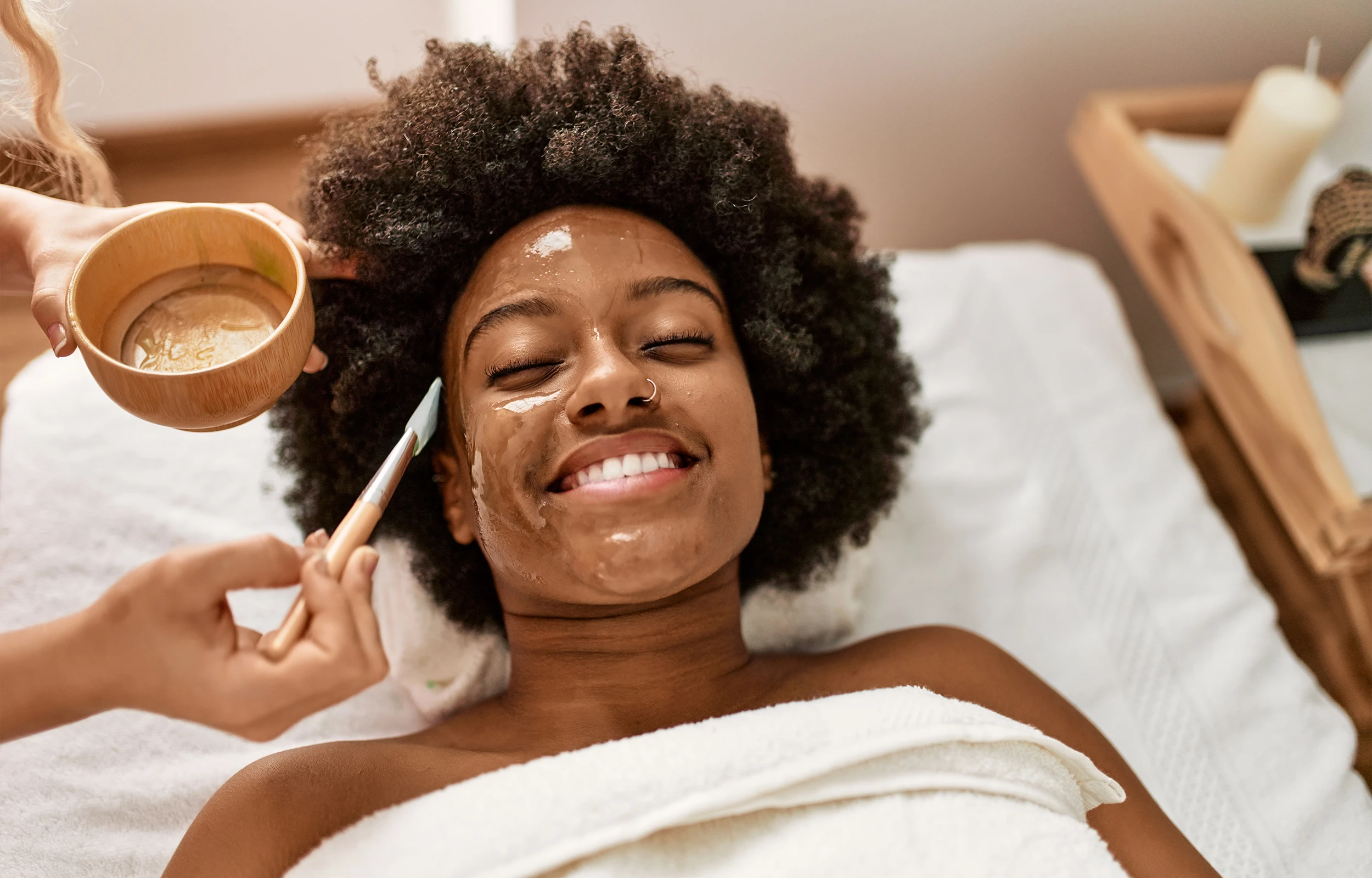 A woman getting a facial at medical spa