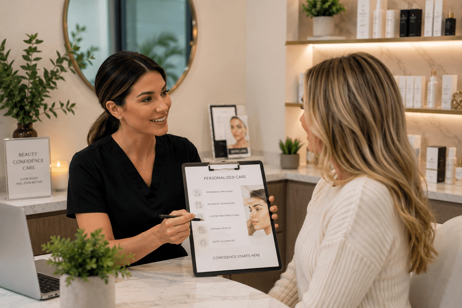 Patient consultation at the best med spa in Old Lyme, Connecticut