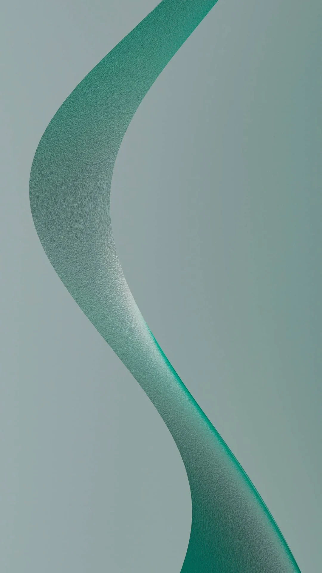 Courbe verte fluide texturée sur un fond gris uni.