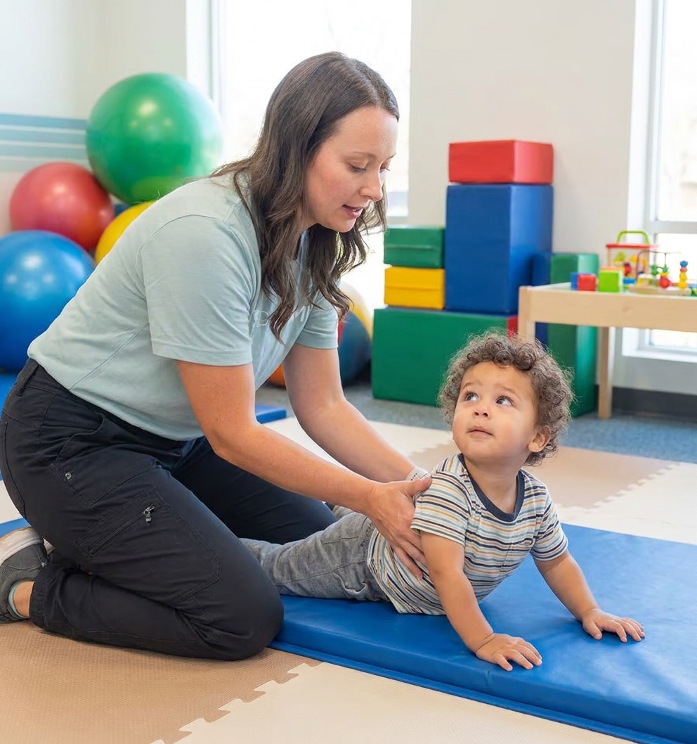  Patient working with a provider at a pediatric neurological physical therapy clinic in Richardson, TX