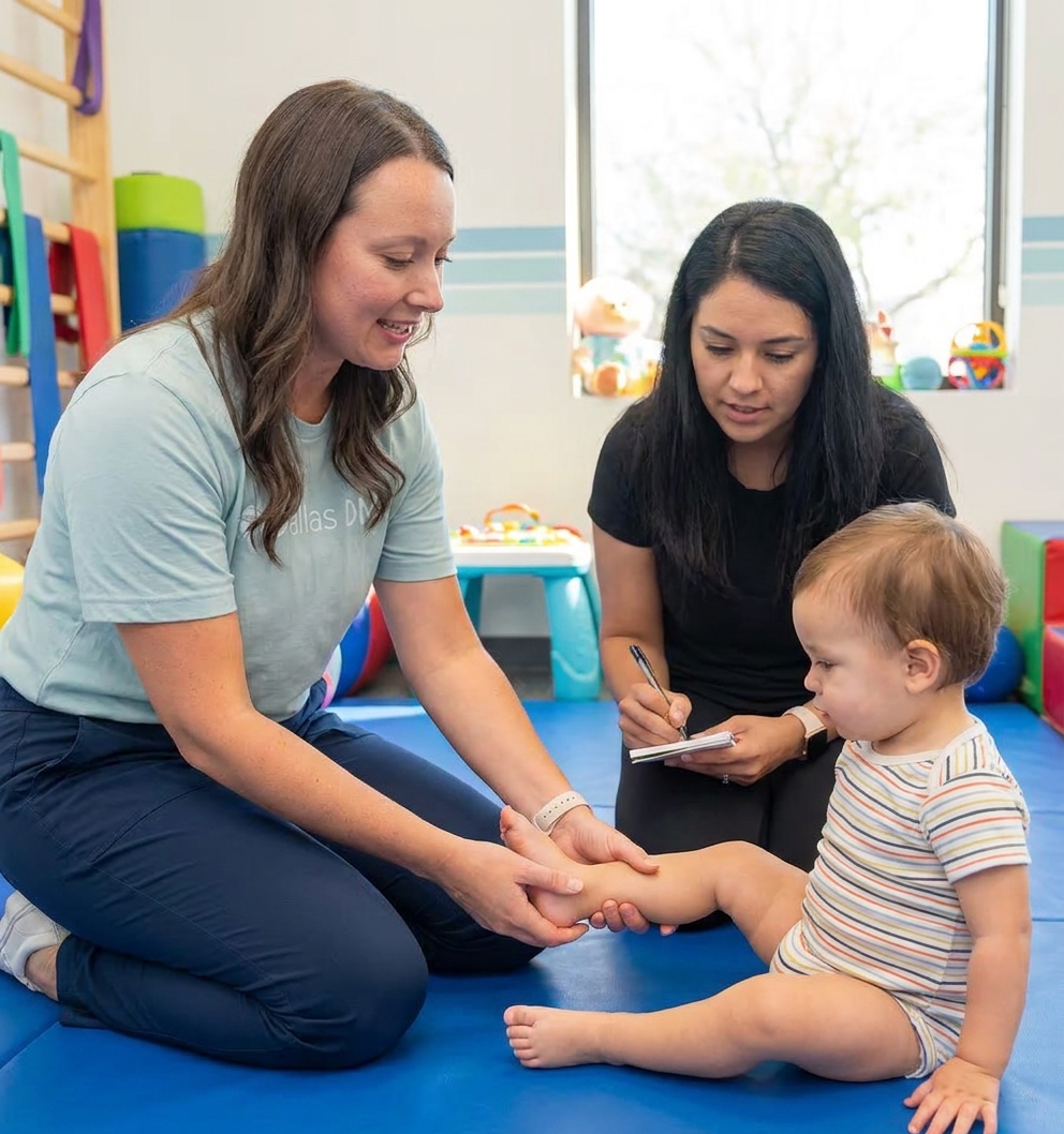  Patient working with a provider at a pediatric neurological physical therapy clinic in Richardson, TX
