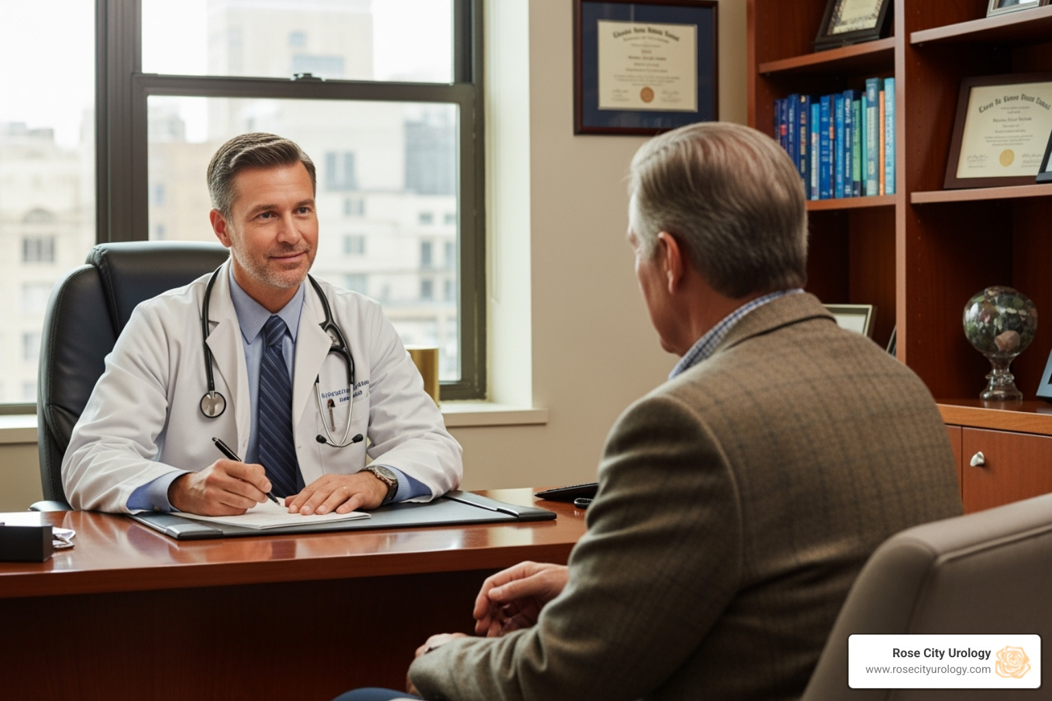 Doctor consulting with a male patient - HRT for men