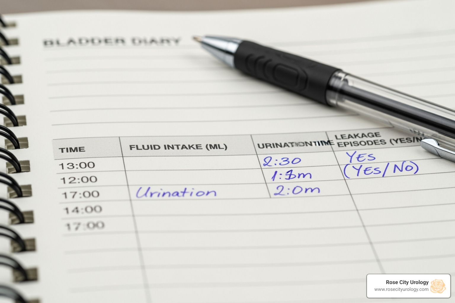 sample bladder diary page - Bladder training techniques