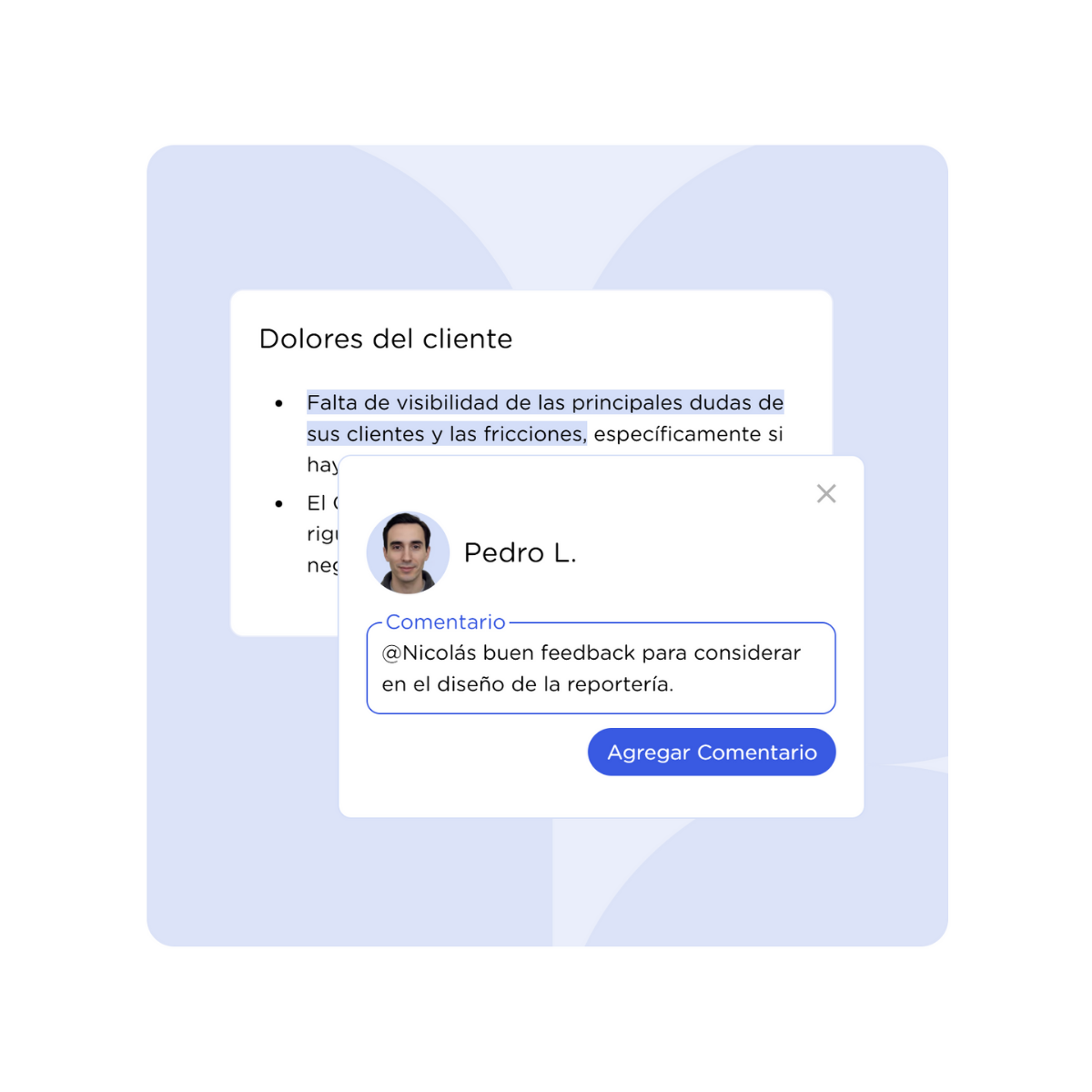 puedes dejar comentarios relevantes dentro de cada conversacion para que todo tu equipo esté al tanto