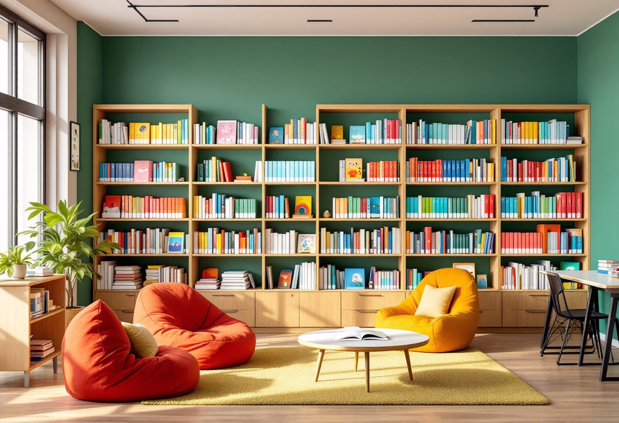 [background image] background ambiance of a library (for a schools (k12))