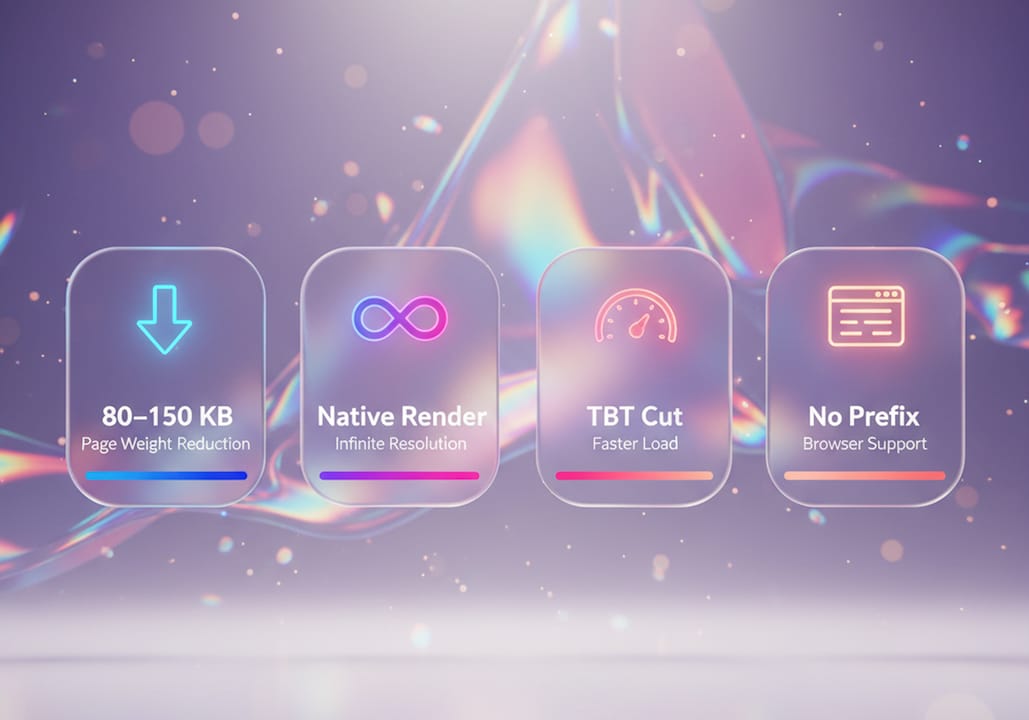 Infographic showing key technical advantages of CSS gradients