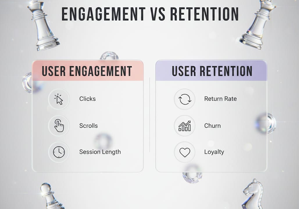 Infographic comparing user engagement and retention metrics